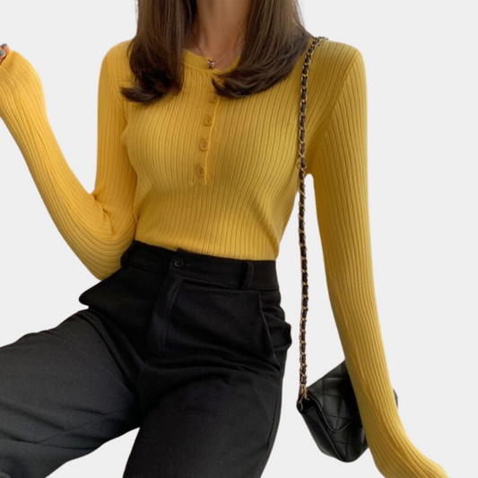 Stretchy Ribbed Sweater for Women